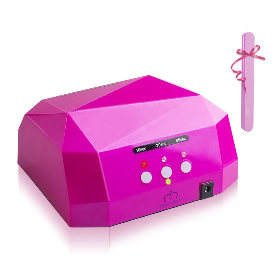 UV Nail Lamp, MatrixSight 36W LED Nail Dryer with 3 Timers (10s 30s 60s),for Gel Polish Including Shellac Removable Bottom + Manicure Nail File as Gift