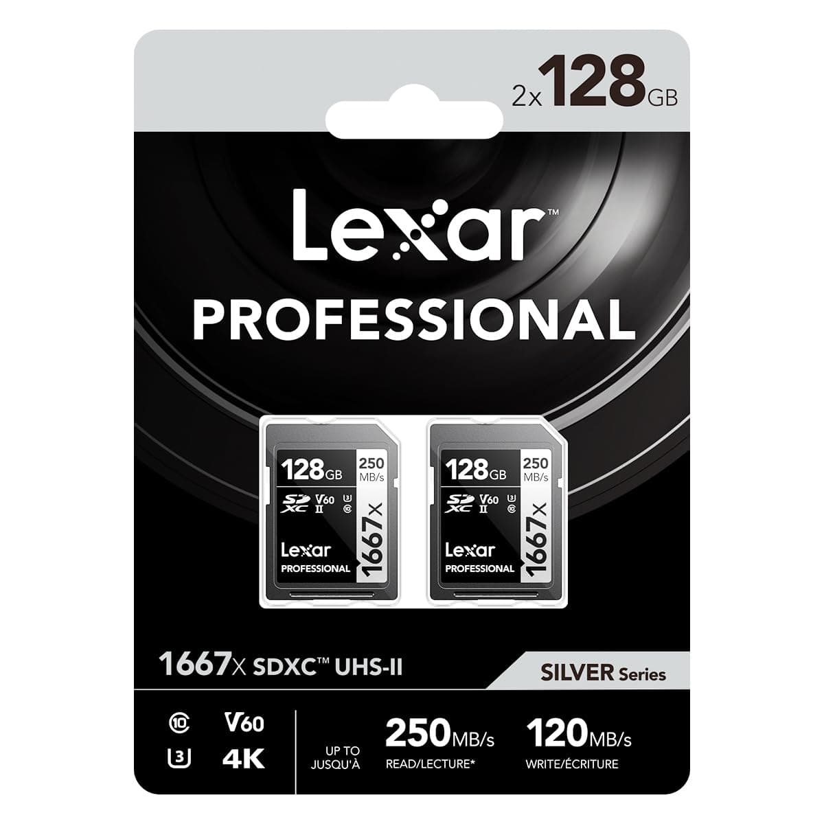 Lexar 128GB (2-Pack) Professional 1667x SDXC Memory Cards, UHS-II, C10, U3, V60, Full-HD & 4K Video, Up To 250MB/s Read, for Professional Photographer, Videographer, Enthusiast (LSD128CBNA16672)