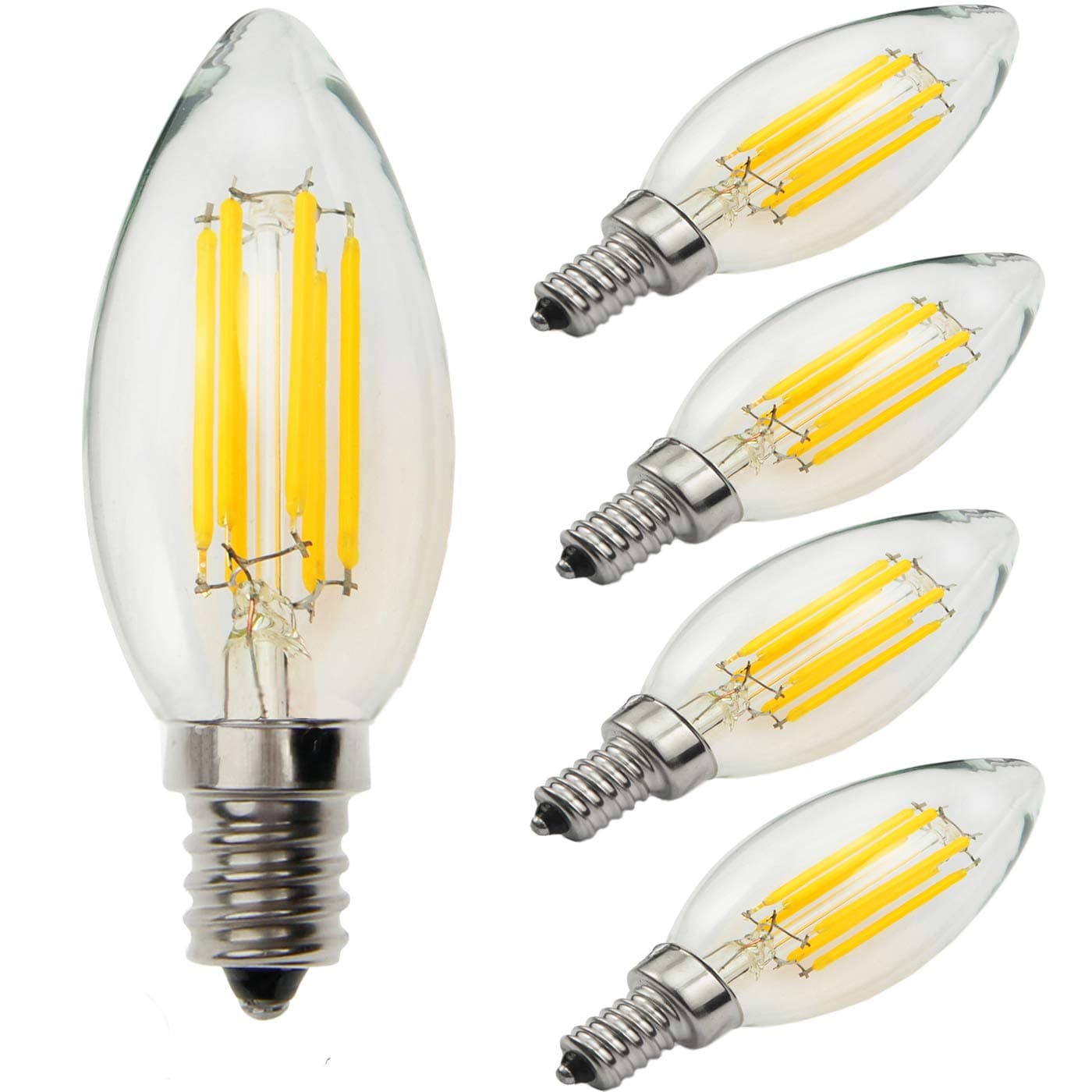Yiun C35 E14 LED Candle Bulbs 6W, 60W Incandescent Bulbs Equivalent, 4000K, Dimmable, 600Lm,Small Edison Screw Candle Light Bulbs, Pack of 5 [Energy Class A+]