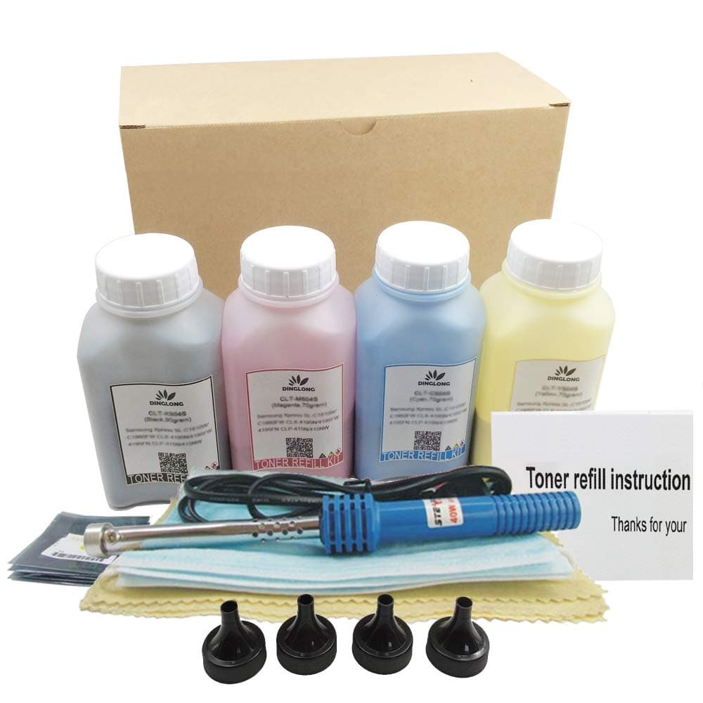 DINGLONG Toner Refill Kit for CLT-504s for Samsung Xpress C1860fw SL-C1860fw C1810w SL-C1810w C1860 C1810 Printer Compatible, 4-Pack