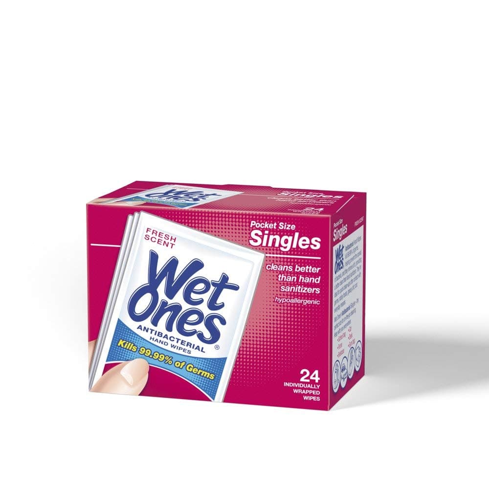 WET ONES Towelettes Antibacterial, 24 Count (Pack of 3)3