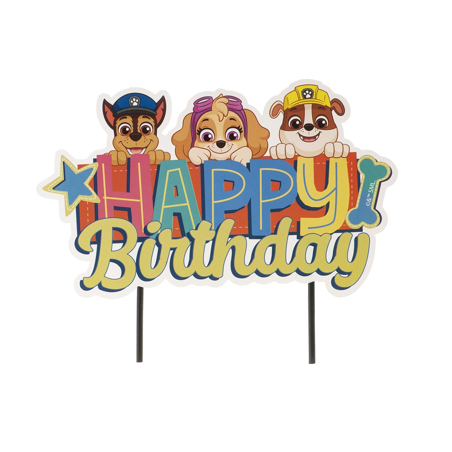 Cake Decoration Birthday | Happy Birthday Cake Topper Paw Patrol Made of Paper - 17.5 x 15 cm
