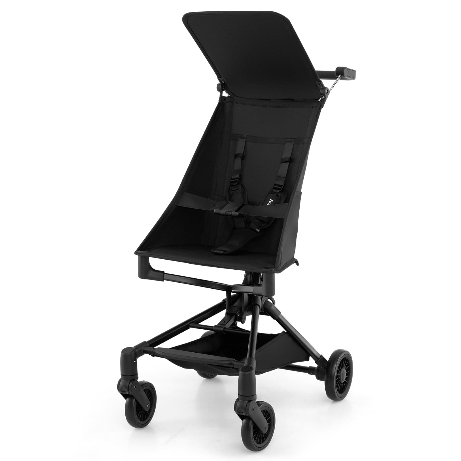 Lightweight Stroller, Compact Travel Stroller for Airplane with Easy One-Hand Fold, Adjustable Canopy, Storage Basket & All-Terrain Wheels for Toddlers 6-36 Months (Black)
