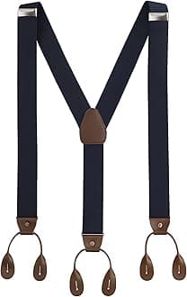 Trimming Shop 25mm Men's Suspender Braces - Y Back Elasticated Adjustable Suspenders Button Hole Braces - Fashion Accessory for Parties, Weddings, Casual, Formal Events