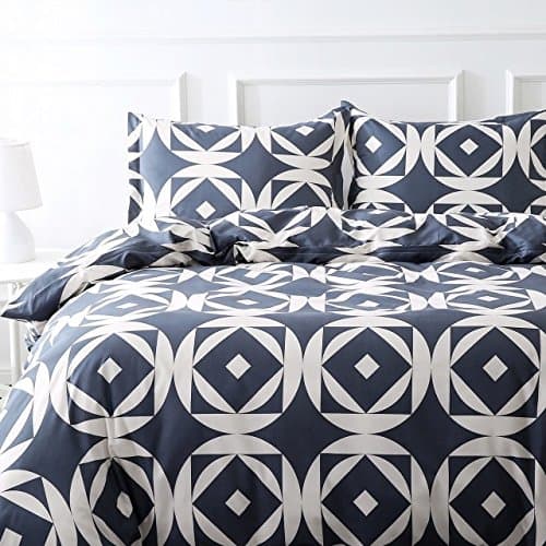 SANCARDY Kina Linen 3 Piece Duvet Cover Set, Soft Brushed Microfiber Bedding Set with Zipper Closure and Corner Ties, King Size