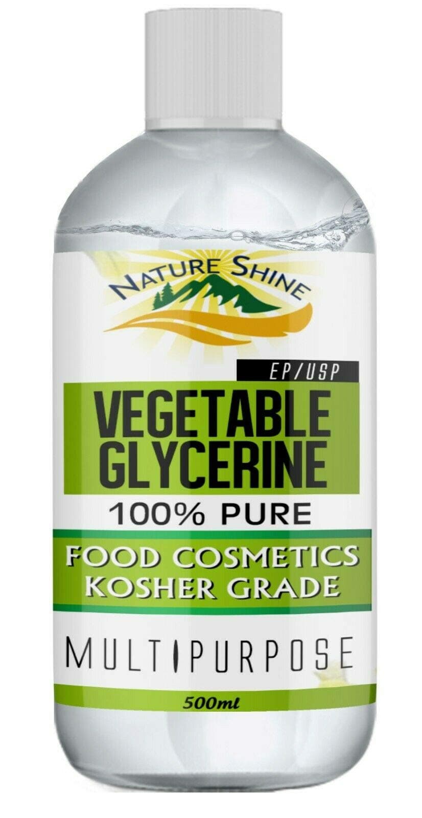 Vegetable Glycerine/Glycerol, USP/BP Food, Cosmetic Grade, Kosher Multipurpose 500ml