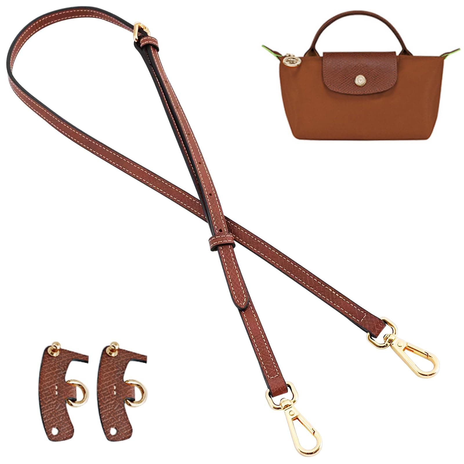 Leather Bag Shoulder Strap Replacement Crossbody Adjustable Conversion Kit Fit for Mini Pouch