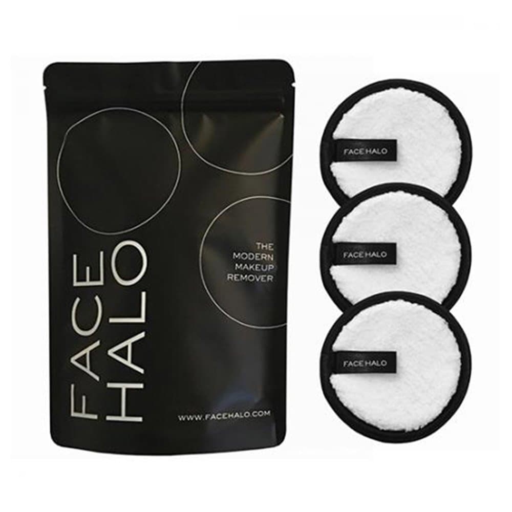 Face Halo | Reusable Makeup Remover Pads, Round Makeup Remover Pads for Heavy Makeup & Masks - Microfiber Makeup Remover Wipes for Mascara, Eye Shadow, Foundation (Original - 3 Pack Retail)