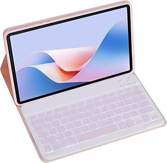 Magnetic Detachable Wireless Keyboard & Mouse Combo with Leather Cover for Honor Pad MagicPad 2 12.3-inch Tablet – Full Wrapped Protection Keyboard Case (Pink,Backlight)