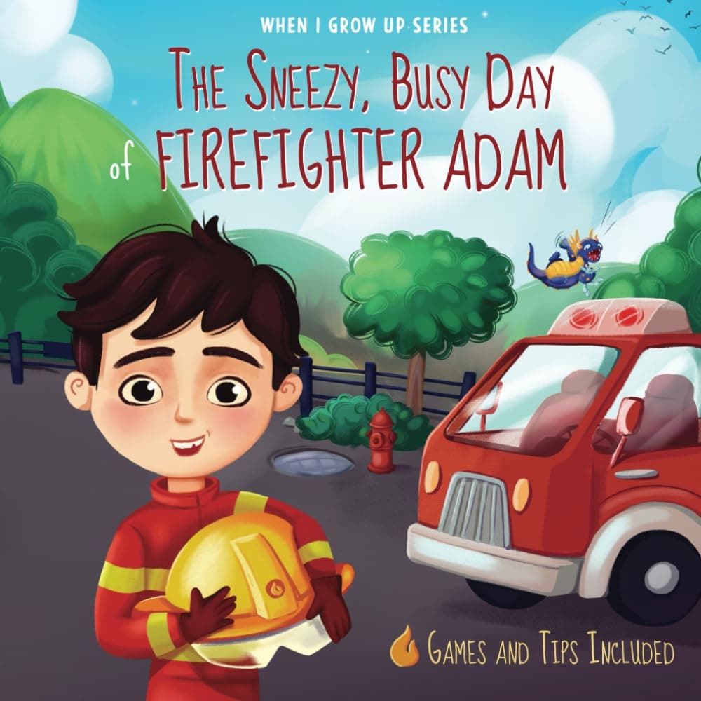 The Sneezy, Busy Day of Firefighter Adam: Personalized Story about a Firefighter ("When I Grow Up" Book Series for Adam)