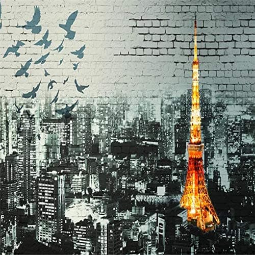 3D Mural Custom Large Murals Green Wallpaper European Retro Tokyo Paris Eiffel Tower Tv Backdrop 350X250Cm D