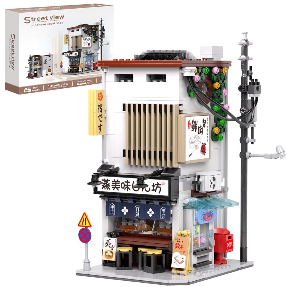 RAVAYO Japanese Street View Baozi Shop Building Blocks Toy - 1155PCS Mini Brick Simulation Architecture Construction Toy
