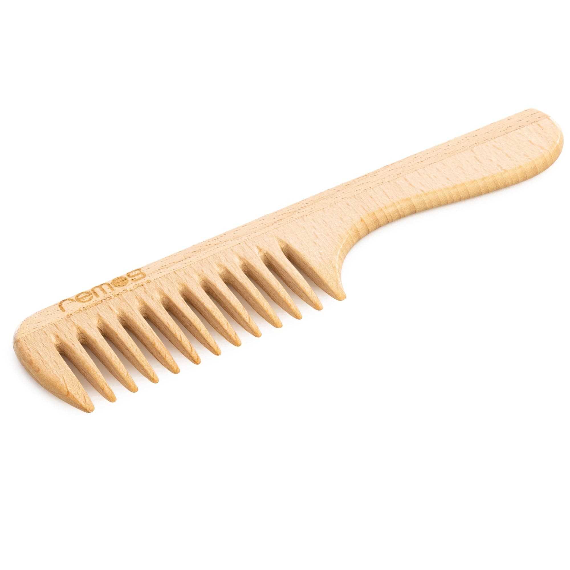 REMOS wooden comb with handle from indigenous beechwood, 22cm, coarse teeth