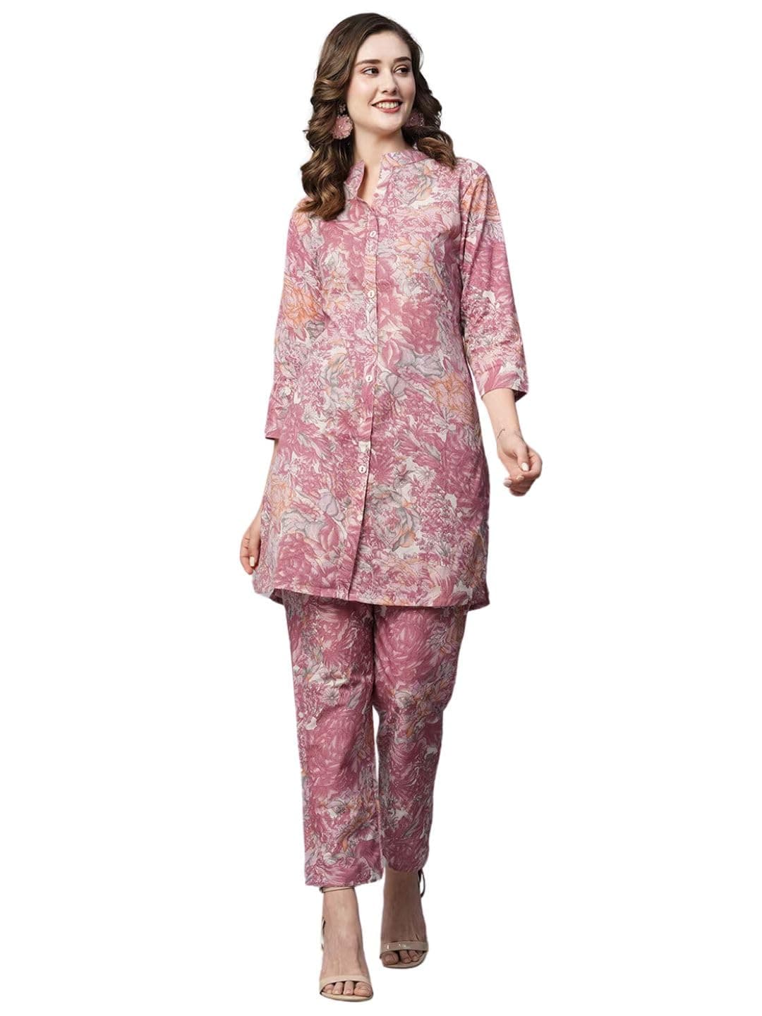 rytrasWomen's Cotton Printed Straight Kurta With Pant