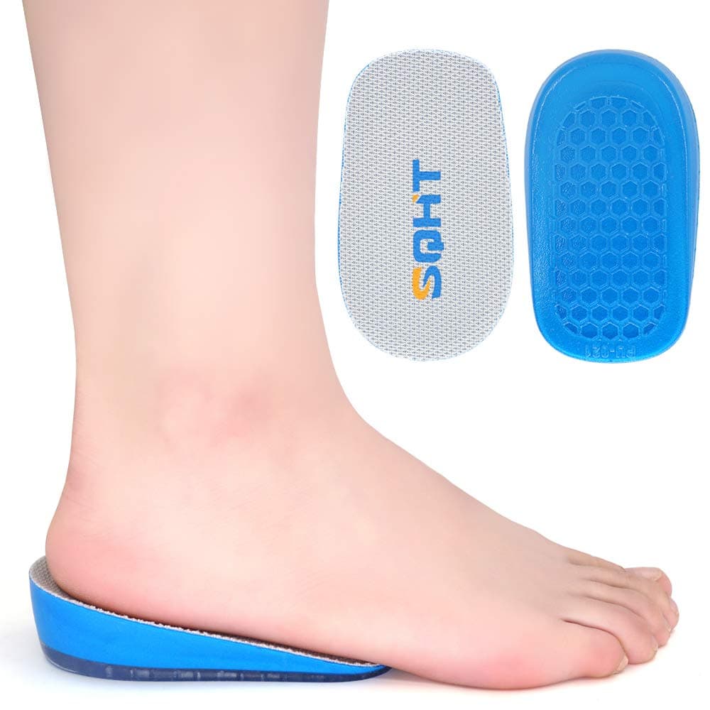 SQHT Height Increase Insoles - 1 Inch Heel Lift for Achilles Tendonitis, Heel Pain and Leg Length Discrepancy, Shoe Inserts for Men and Women (Large (1" Height)) Blue&Beige
