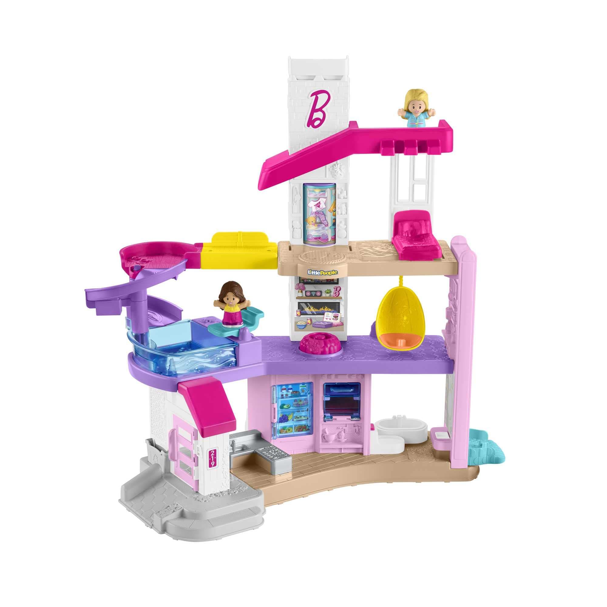 Fisher-Price Barbie Little DreamHouse Little People - Multilanguage, interactive playset with lights, music, phrases, figures and play pieces, HJN55
