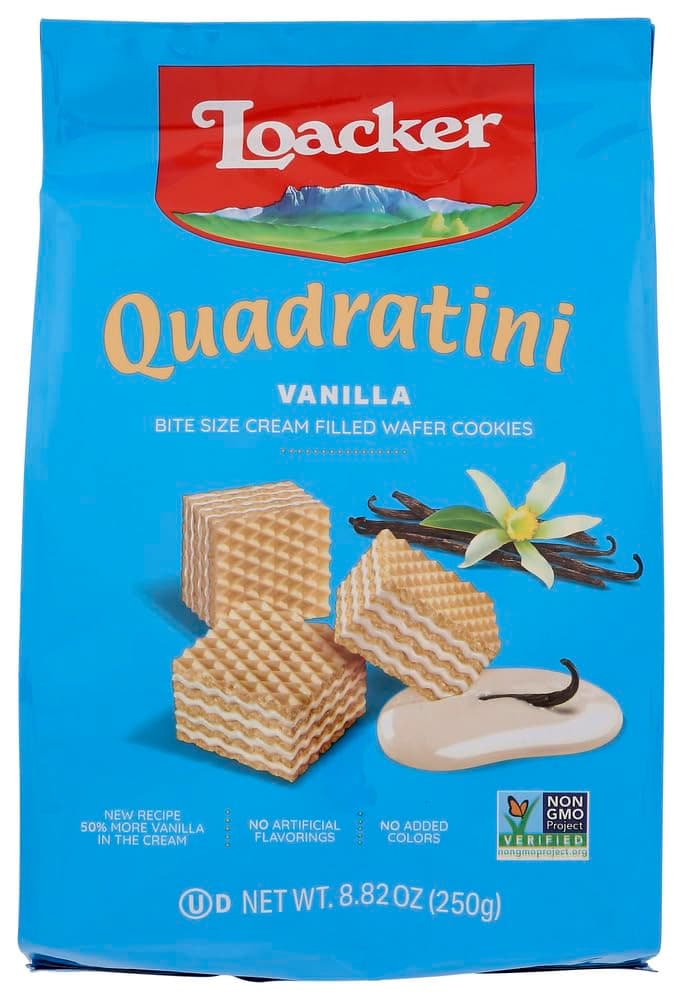Loacker Quadratini - Vanilla Wafer Cookies, 8.82 Ozpur Bags (Pack of 4)
