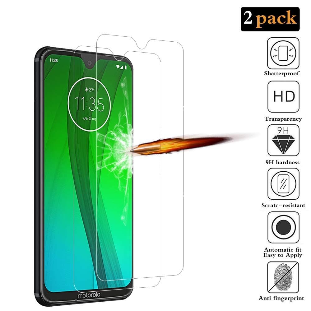 ANKENGS Moto G7/G7 Plus Screen Protector [2 Pack], Moto G7 Glass Screen Protector, [Full Coverage] [Anti-scratch] [Bubble Free] [2.5D] [9H] Tempered Glass for Motorola G7/G7 Plus