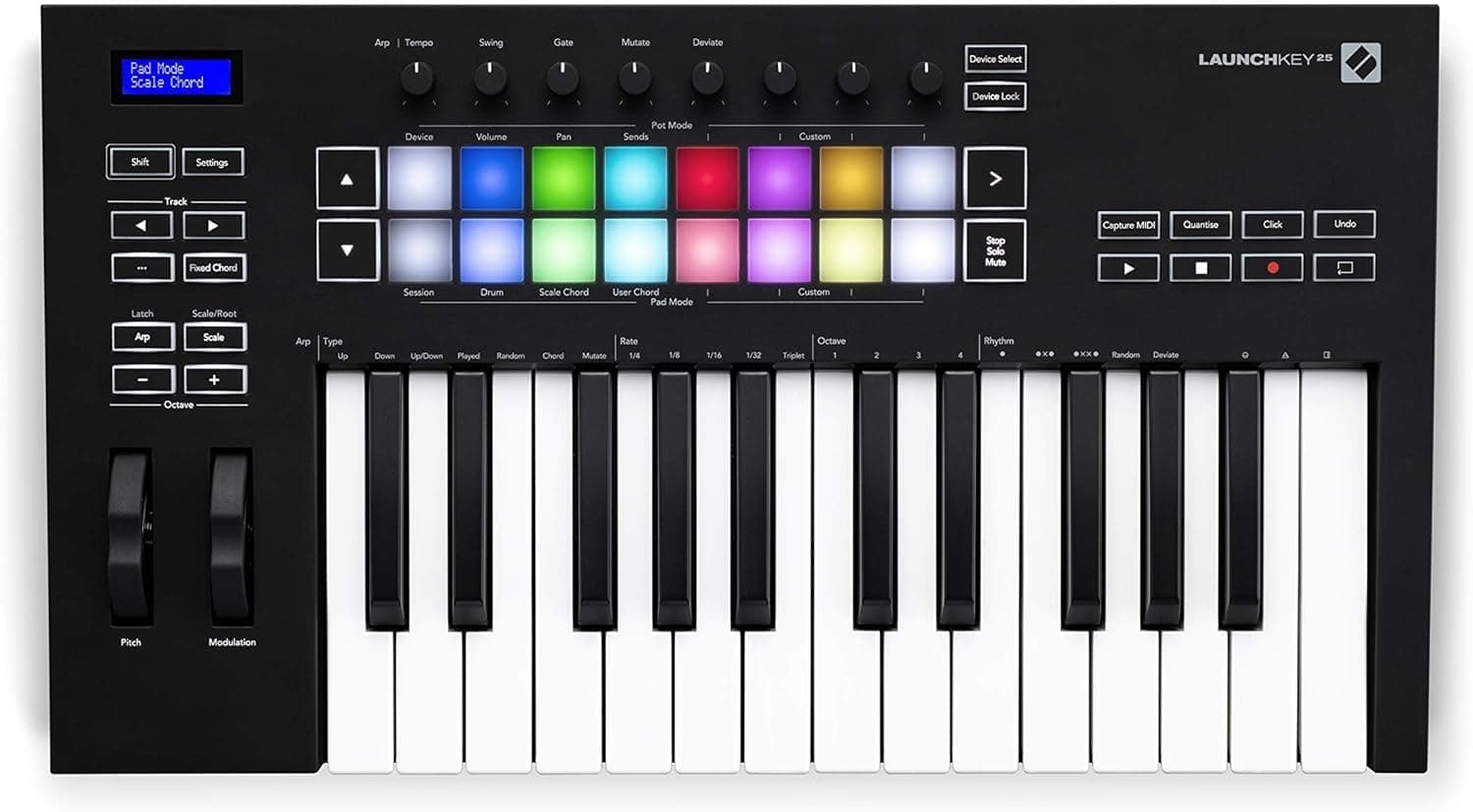 Novation Launchkey 25 [MK3] MIDI Keyboard Controller - Seamless Ableton Live Integration. Chord Mode, Scale Mode, and Arpeggiator — All the software you need for Music Production