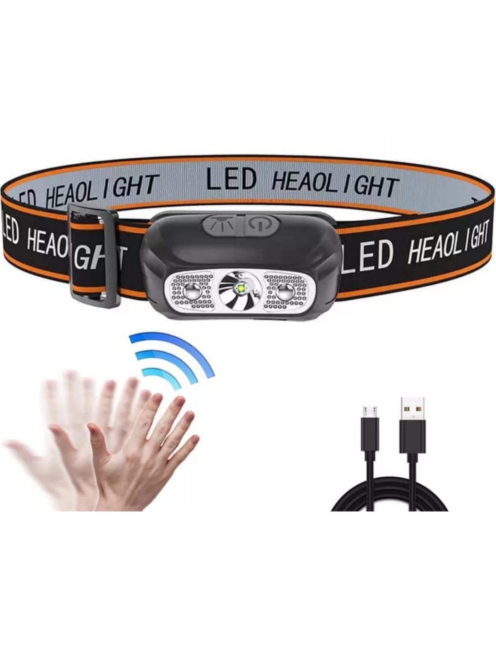 MSA.Head Torch, Ultra-Light Rechargeable LED Headlamp IPX4 Waterproof & 3Modes Adjustable Headlamp for Adults & Kids, 200 Lumen Headlight for Outdoor, Camping, Cycling
