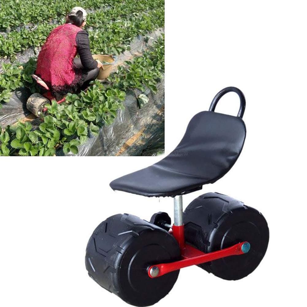 Yrainy Garden Scoot with Swivel Seat, Work for Garden, Household & Workshop - Garden Trolley with Air Chamber Seat, Garden Cart W/Rolling Seat
