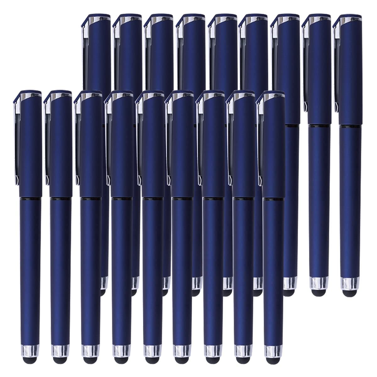 Black Gel Ink Rollerball Pens 0.7mm Gel Pens 2-in-1 Stylus Pens Medium Point Pen for Office, Black Ink (18 Pack-Blue)