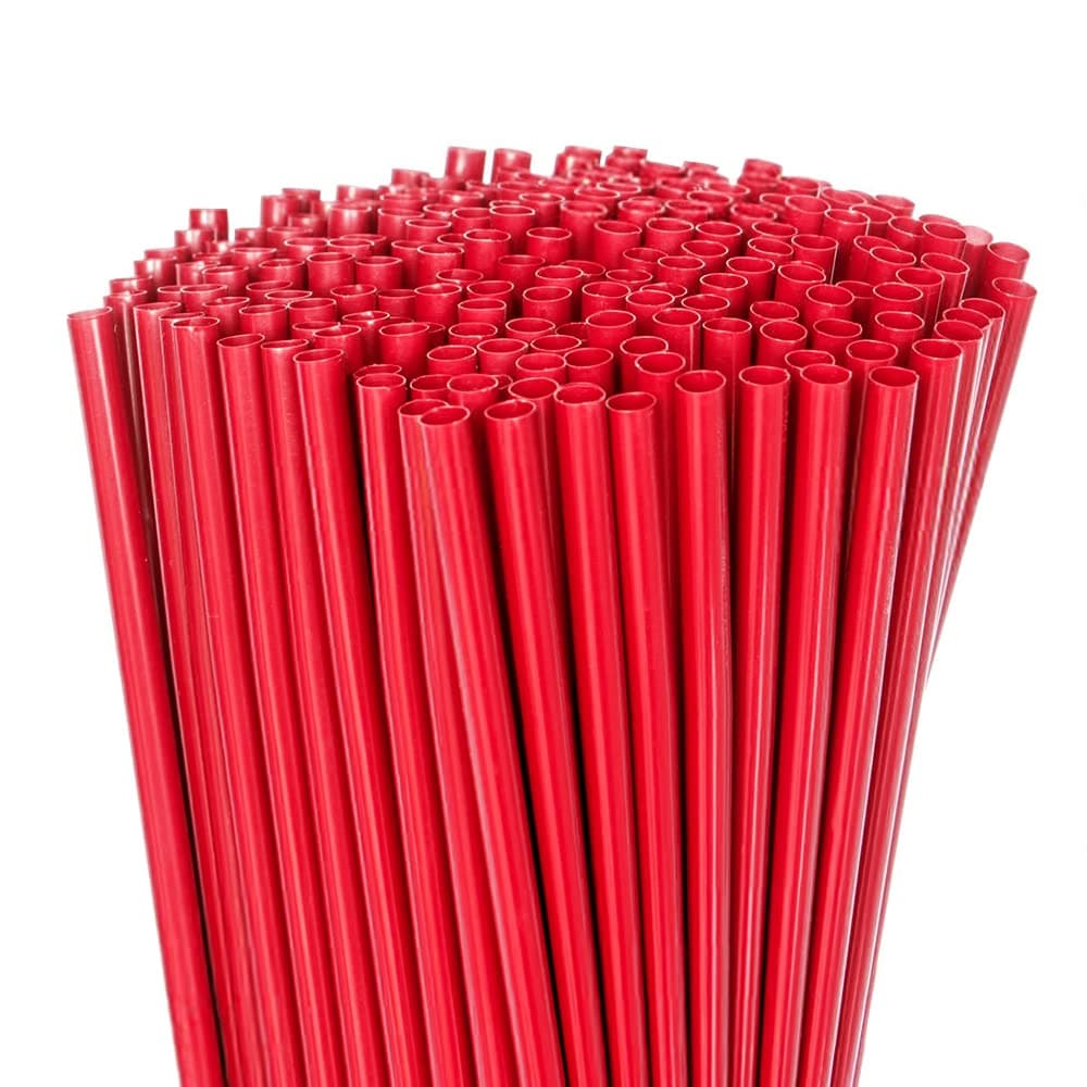 10 Inch Drinking Straws (10 Inch X 0.28 Inch) (250, Red)