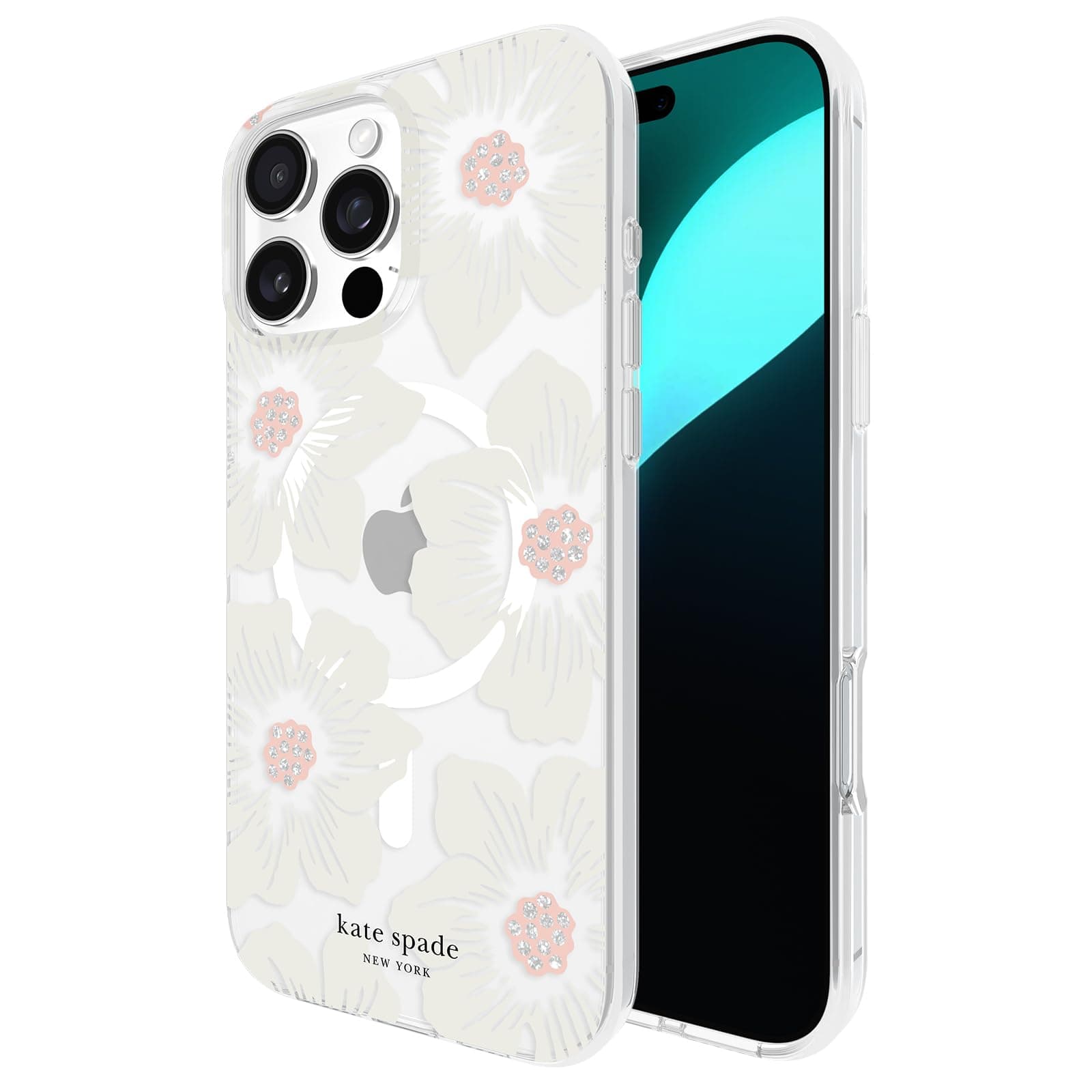 iPhone 16 Pro Max Case - Compatible with MagSafe - Designer Phone Case - Hollyhock Cream Floral