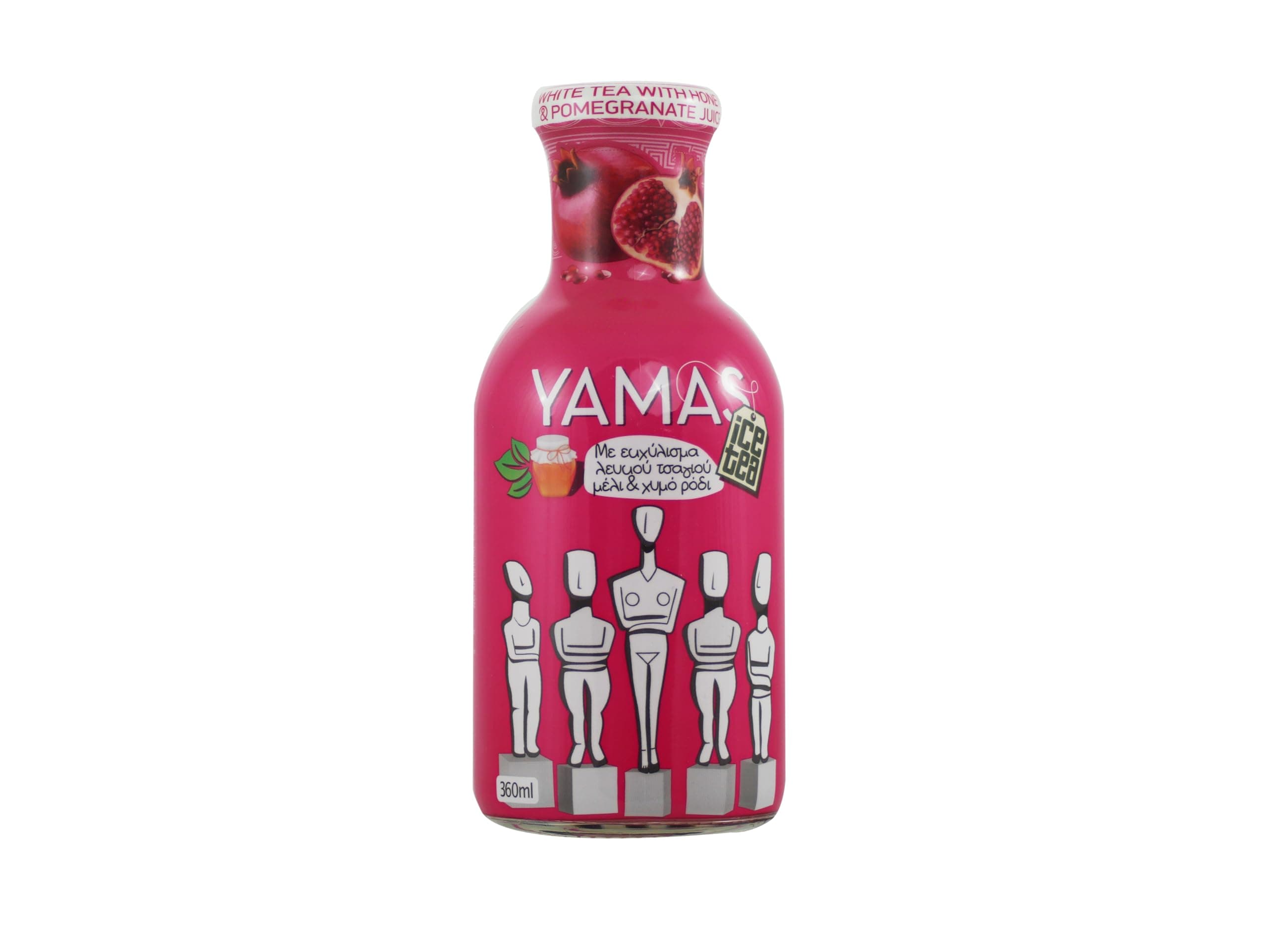 Yamas Iced White Tea with Pomegranate & Honey - Authentic Flavor, Low-Calorie, Sugar-Free, Gluten-Free, Vegetarian-Friendly, Eco-Friendly Glass Bottled Beverage - 360ml
