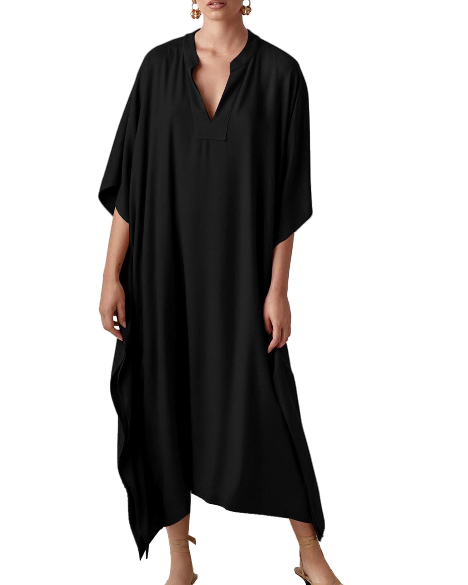 Turkish Cold Shoulder Kaftan Dresses Swimsuit Cover Up Maxi Dress