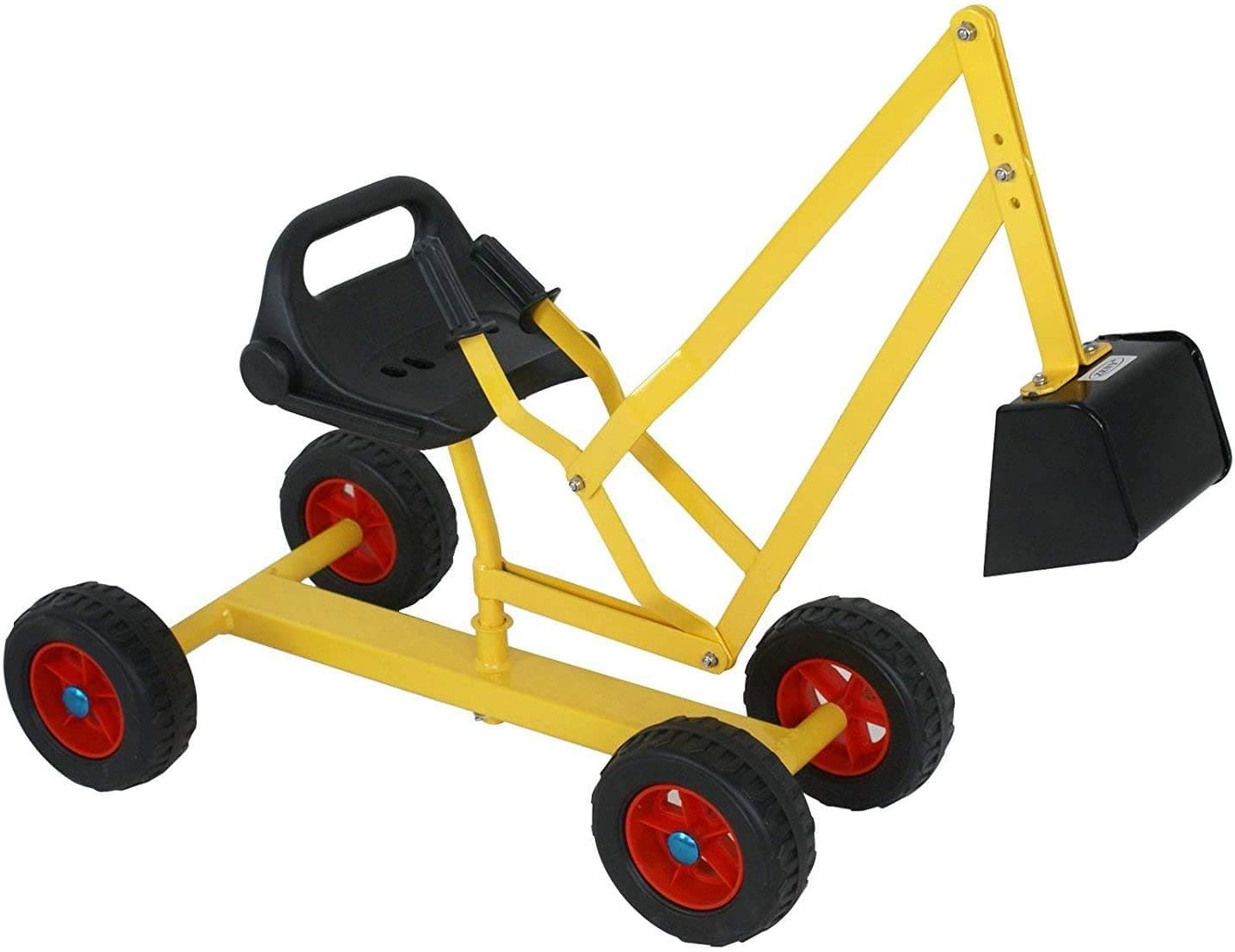 MTB Supply 4-Wheel Metal Kid Ride-on Dig Working Crane Sand Play Digger with Scooper and Rotatable Seat Sandbox Excavator Dig Toy in Sand, Beach, Snow, Dirt- Backyard Toys for Children