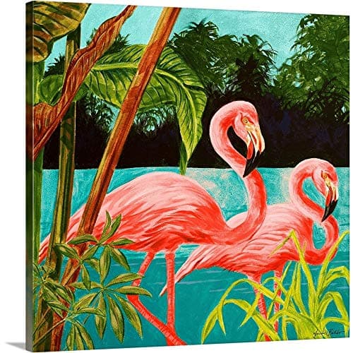 Hot Tropical Flamingo Ii Canvas Wall Art Print, Bird Artwork