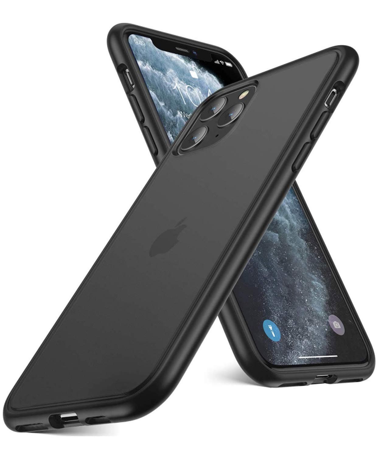 Humixx iPhone 11 Pro Max Case Military Grade Shockproof Cover, 2 Meters Drop Protection,Dustproof Translucent Matte Hard PC Back Phone Case with Soft Bumper (6.5") - Matte Black