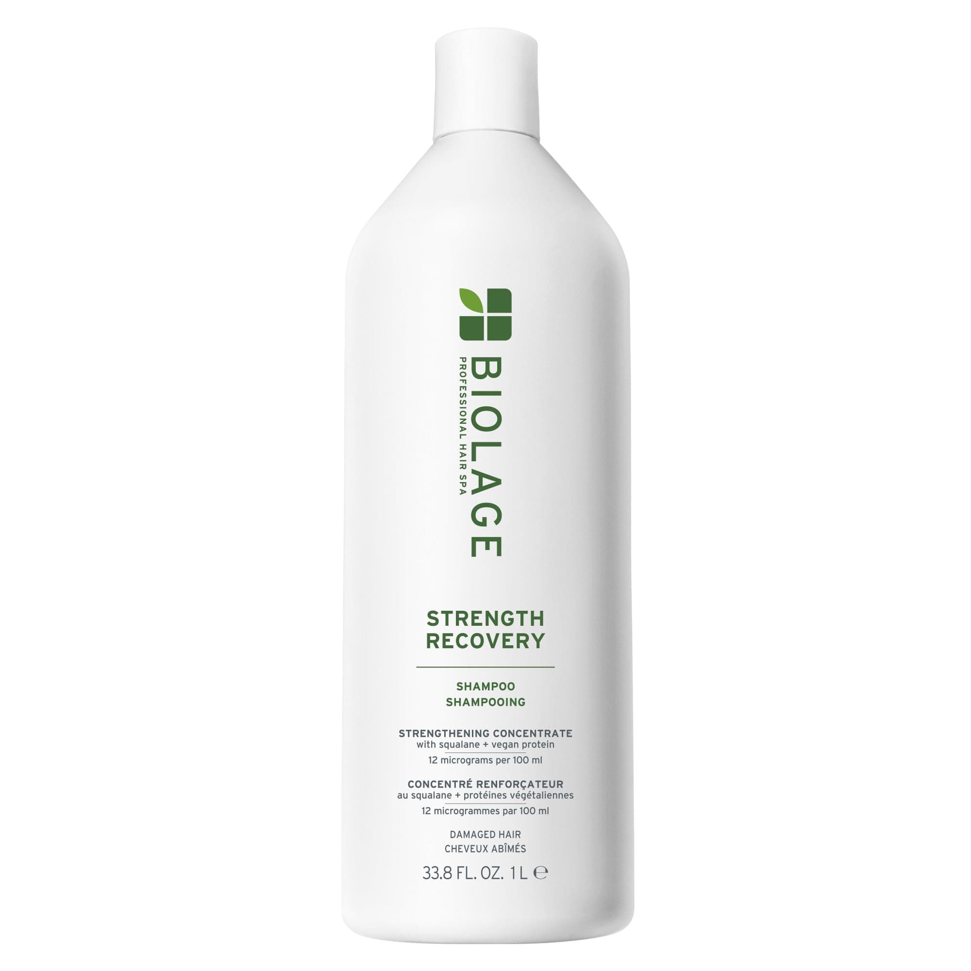 Strength Recovery Shampoo - Reduces Breakage & Detangles, Instantly Strengthens and Moisturizes, For Damaged Hair, With Olive Squalane & Vegan Proteins, Paraben & Mineral Oil-Free