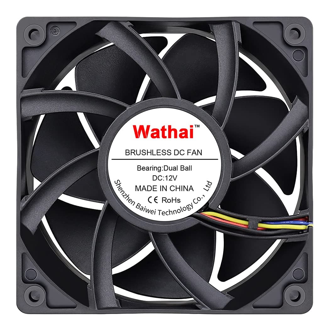 Wathai 12038 120mm x 38mm PWM Computer PC Case Fan 12V 4pin 5300rpm 230 CFM High Airflow Duall Ball CFM FG DC Brushless Cooling Fan