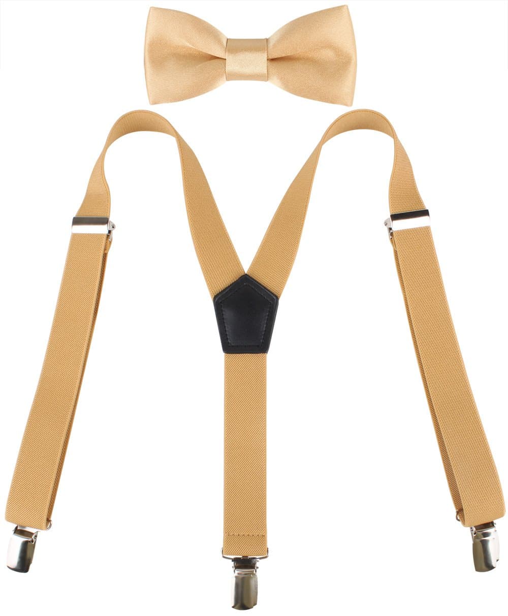 2PCS Bow Tie And Suspenders Set For Kids Boys 3 Clips Y