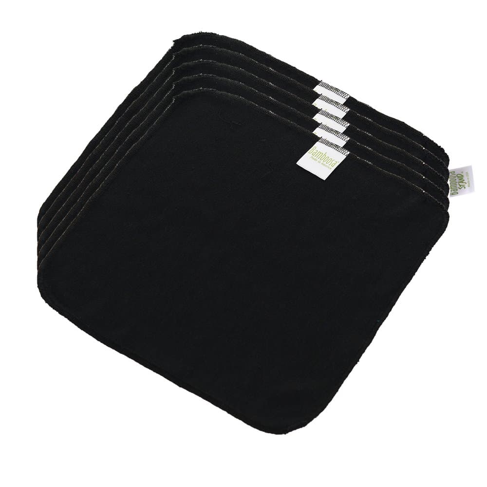 Bamboosa - 7pack Premium Basic Black Facial Cleansing Washcloths 80% viscose from organic bamboo / 20% rPET. Made in US