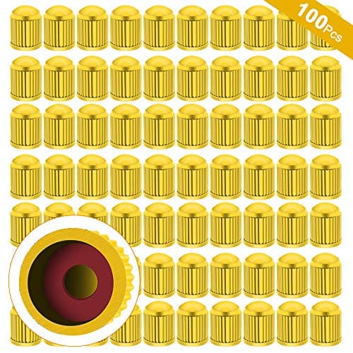 ARTISANMAN 100PCS Tire Valve Dust Caps, Universal Tyre Stem Caps Dustproof Tyre Stem Covers for Cars, Trucks, Motorcycle, Bicycle (Yellow)