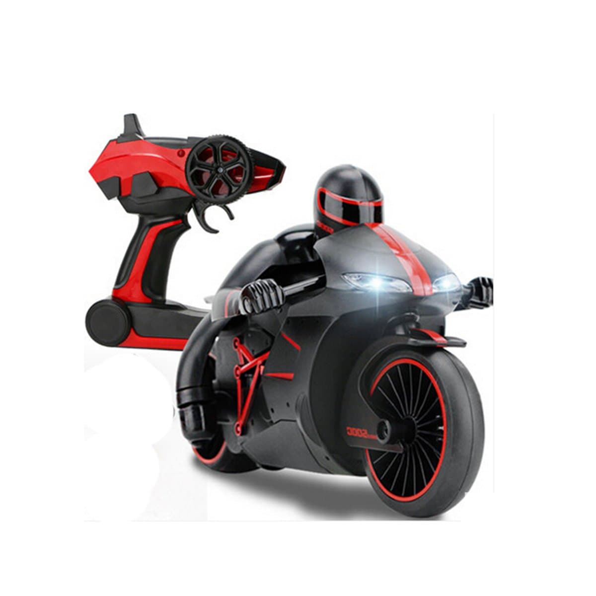 Hugine 4CH RC Motorcycle 2.4G Fast Speed 1:18 Remote Control Motorbike with Headlights Electric Vehicle Car Toy (Red)