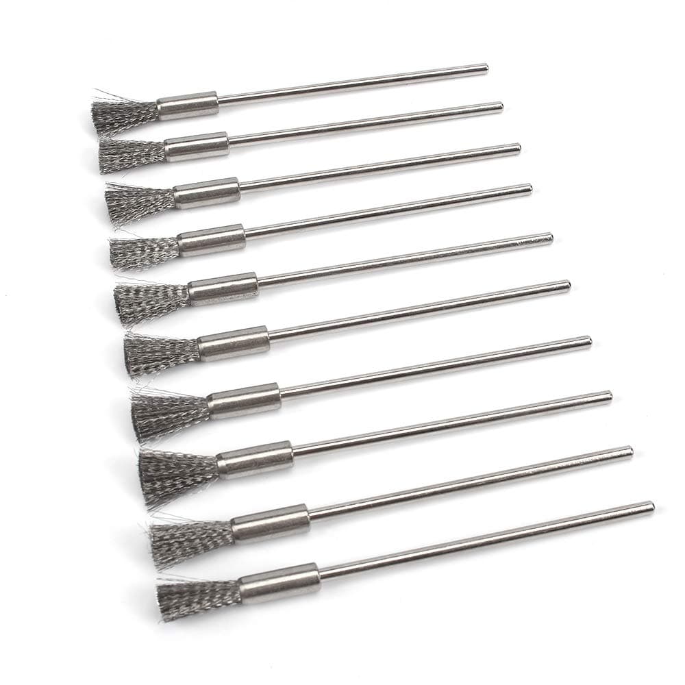 10Pcs Extended Stainless Steel Wire End Brush Pen Shape 1/8 Inch Shank Diameter for Rotary Tool (8mm end Brush)