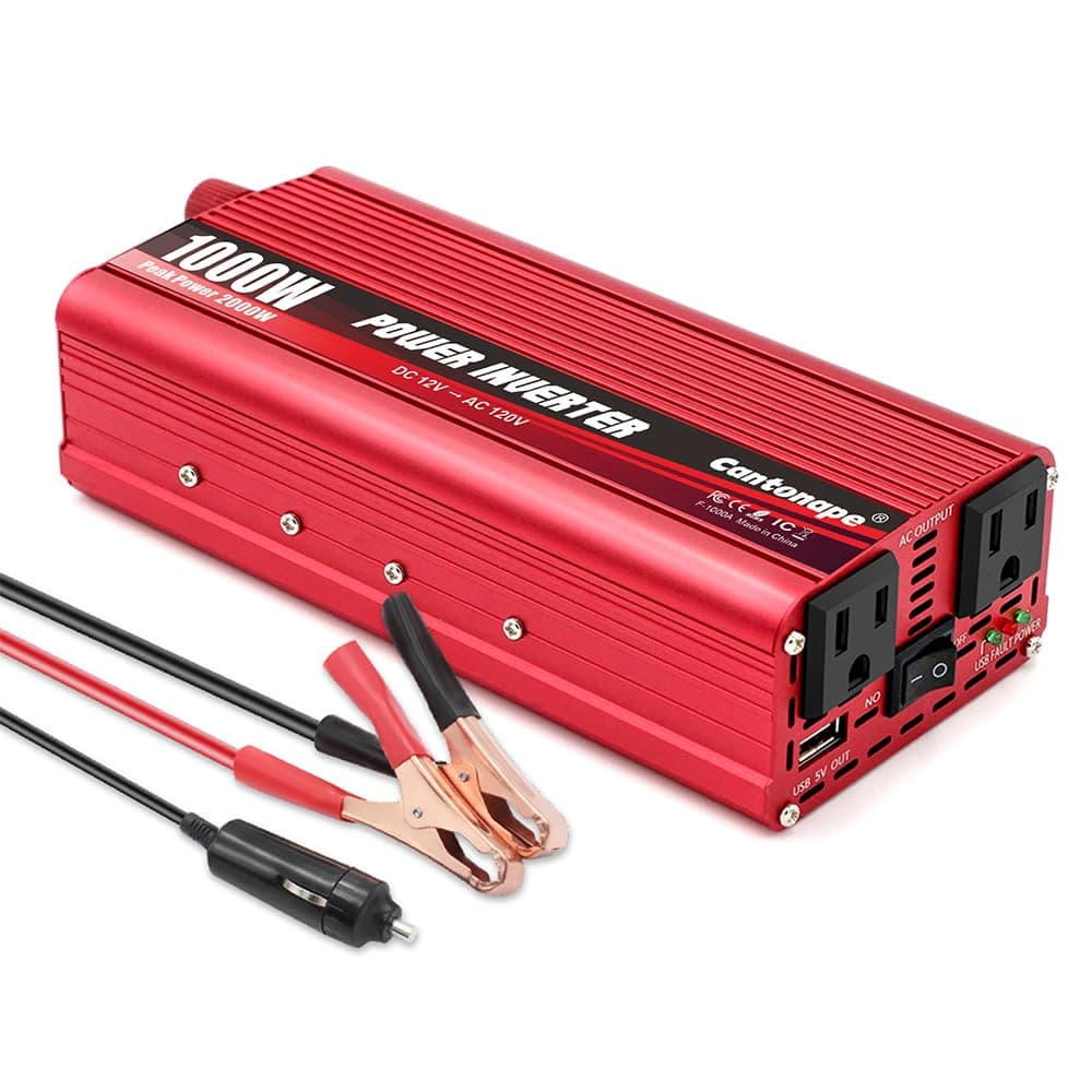 1000W Power Inverter DC 12V to 110V/120V AC Car Inverter with 3.1A USB Car Adapter and Cigarette Lighter for Vehicles Home Laptop Truck Trip