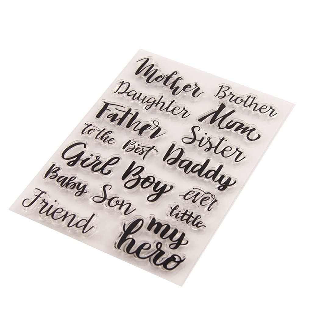 Clear Silicone Stamp Sheet Printing Scrapbooking Embossing Stamper Transparent Cling Seal for DIY Scrapbook Photo Albums Paper Notebook Card Making Arts Crafts Supplies Father Mother Daughter Son