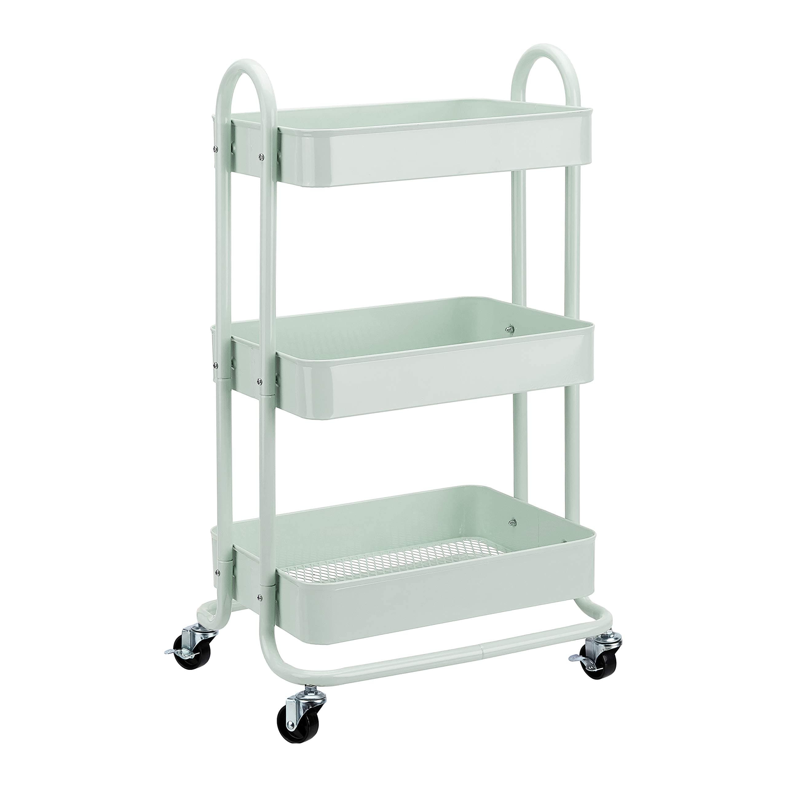 3-Tier Metal Rolling Utility or Kitchen Cart - Mint Green