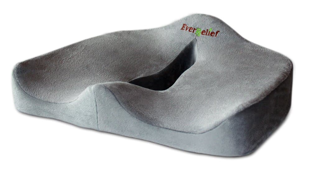 Orthopedic Coccyx Seat Cushion ✮ Comfort and Relief for Back, Tailbone and Sciatica Pain ✮ Memory Foam 100% EverRelief® Guaranteed ✮ Non Slip Bottom