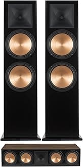 Klipsch RF-7 III Walnut Wood Furniture Made Floorstanding Speaker Pair with a Klipsch RC-64 III Walnut Wood Furniture Made Center Channel Speaker (2017)