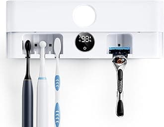 Toothbrush Holder, Cleaning and Fast Drying, 5 Toothbrush Slots or Shaver Slot Accessories for Family, LED Smart Screen, Wall Mounted Holders for Bathrooms