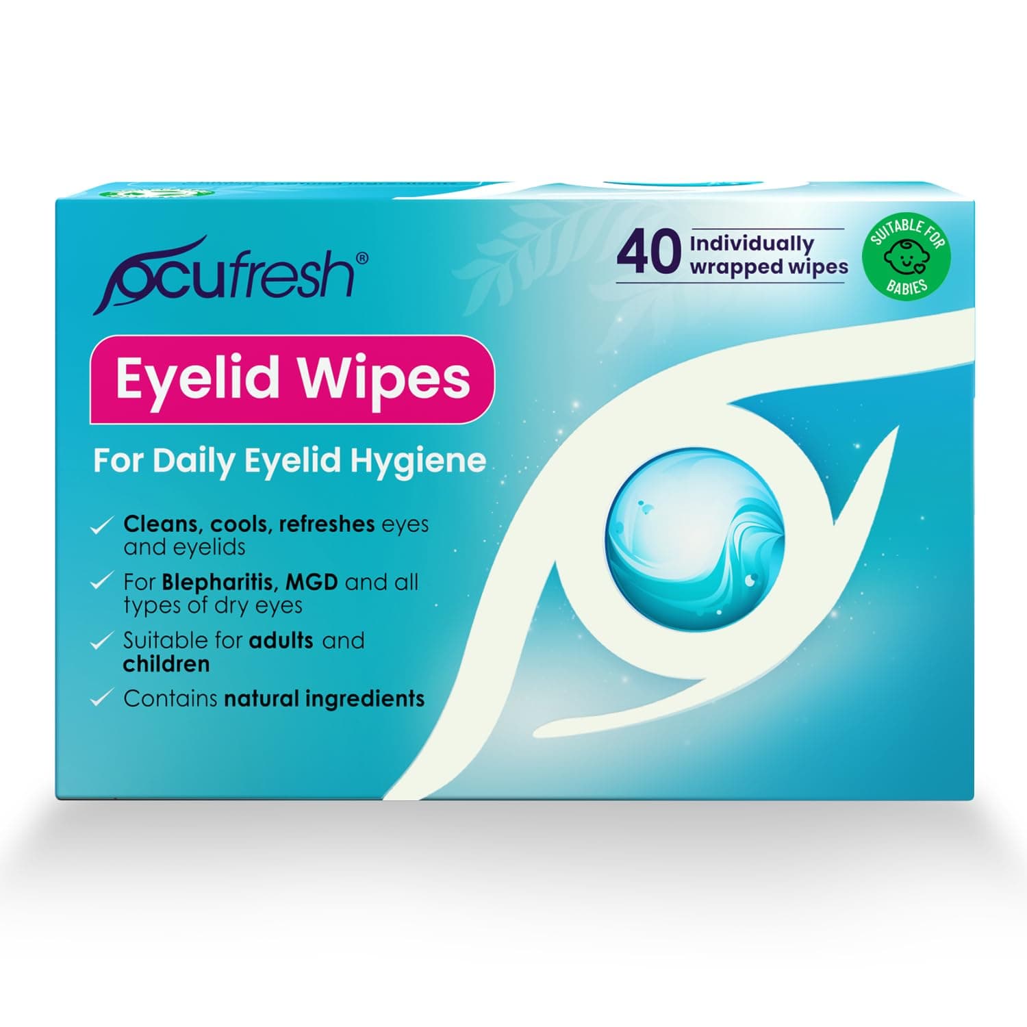 Blepharitis Eyelid Wipes – 20 Pack Individually Wrapped - Fragrance free & Soap free, For Daily Eyelid Hygiene, Natural Ingredients, Tired and Dry Eyes