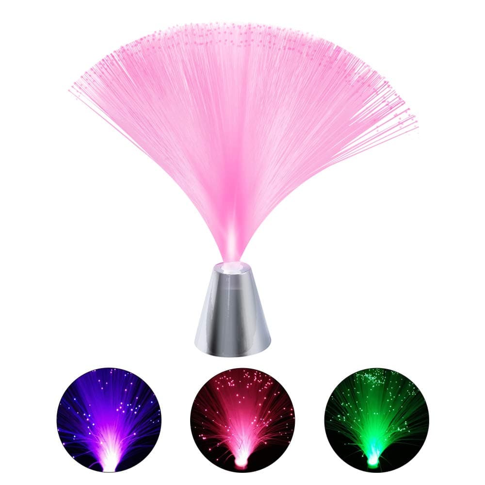 Fiber Optic Lamp,RGB Color Changing Mood Light, Battery Powered Colorful Novelty Night Light for Home Bedroom Wedding Party Christmas Holiday Decor