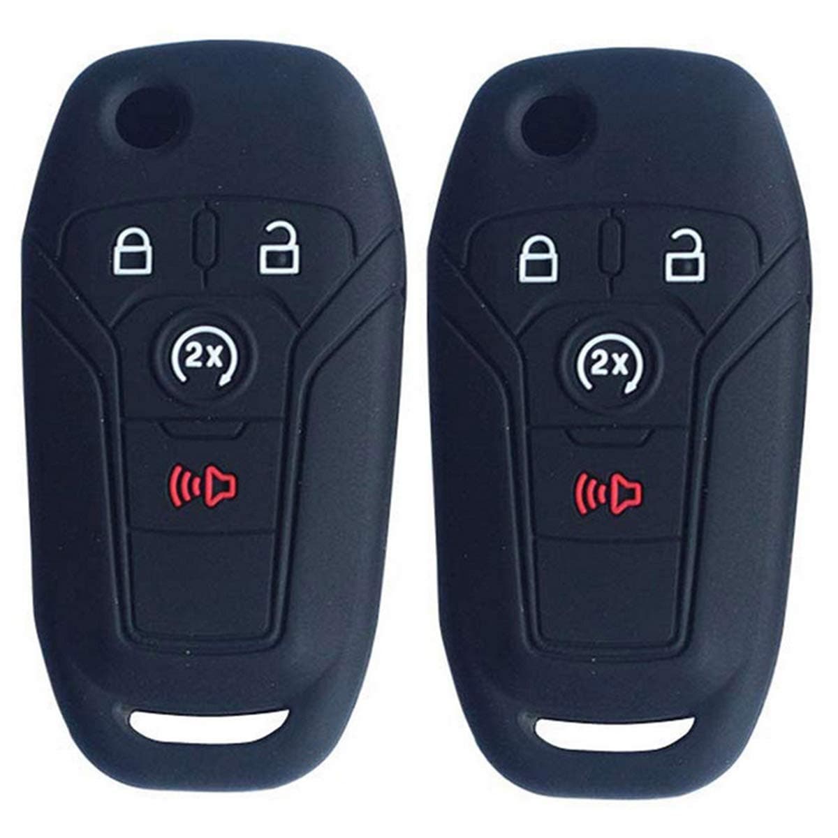 2Pcs Silicone Car Remote Key Fob Cover Case for Ford F-150 F-250 F-350 Fusion Fiesta Mustang Explorer Skin Jacket 4 Button