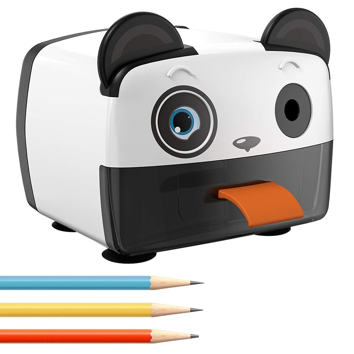 Electric Pencil Sharpener-Heavy Duty Helical Blade-Auto Stop Features For Kids, Students and Artists, Ideal for Home, School and Ofiice use, Cute, Yellow (Black&White)